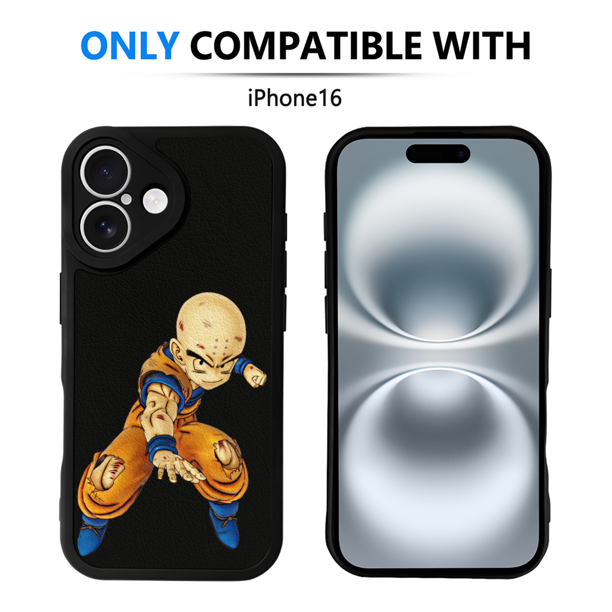 （画像用） ドラゴンボール クリリン DRAGON BALL krillin 【iPhone 16シリーズ対応】シリコンスマホケース（レザー調） 材質：シリコン